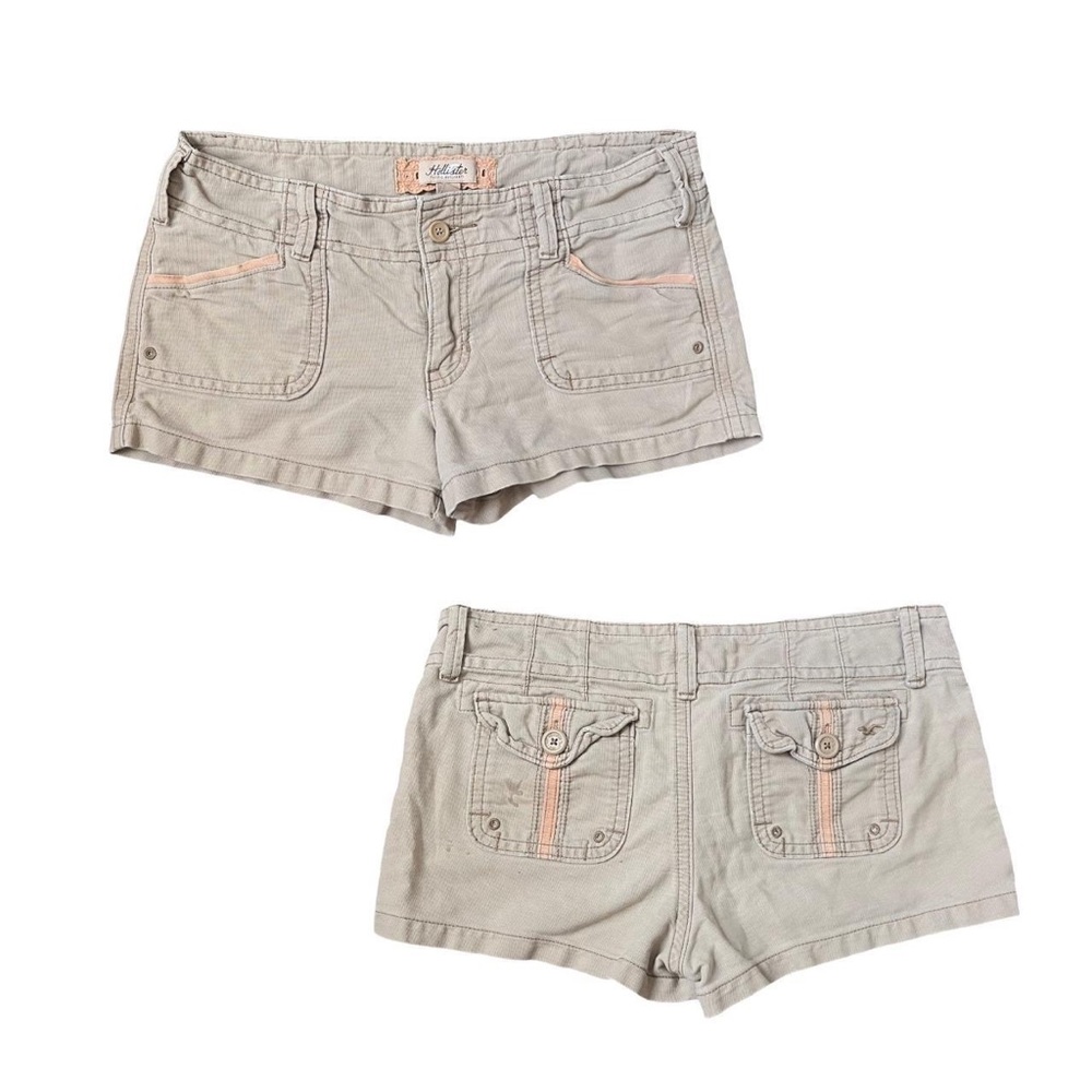 Y2K Hollister Tan Khaki Cargo Shorts Low Rise Mini Pockets - 7 Junior’s 28